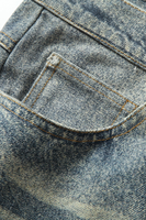 Jean en denim ample et large à taille mi-haute, imprimé nuages coucher de soleil, style vintage décontracté, 100 % coton épais, coupe brute, personnalisable ODM/OEM