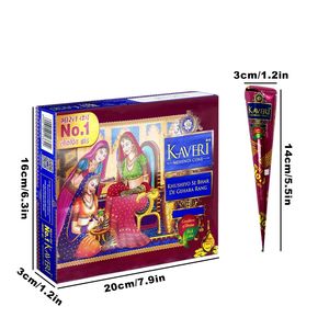 Paquete de 12 Unidades de Pasta de Henna Kaveri Color Marrón Ceniza, Crema Natural para Arte Corporal, Fórmula Herbal Sin Amoníaco para Arte Temporal en la Piel - Product Image 2