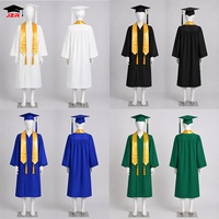 Toge de graduation mate pour adulte avec toque et étole, cordon d'honneur, pour cérémonie de remise des diplômes, en stock