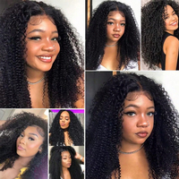Pelucas de Cabello Humano Jerry Curly con Encaje Frontal HD, Pre-Desplumadas, Rizadas Profundas, Sin Pegamento, para Mujeres