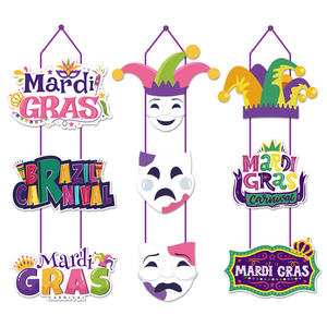 नए कार्निवल मार्डी ग्रास थीम वाले कार्टून क्लोन पत्र डोर पार्टी सजावट पैरिक की दिन पोशाक पार्टी - Product Image 5