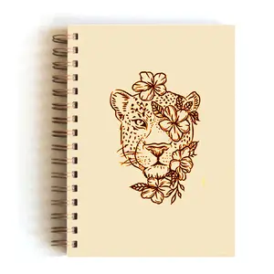 Personalized Custom Hardcover Diary Notebook bamboo Wooden Cover with Spiral & Elastic Binding