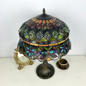 Longhuijing for 16 Inch Luxury Curved Stained Glass Dome Bedside Lamp Flexible Floral Design Mediterranean Style AC <b>Lighting</b> - Product Image 5