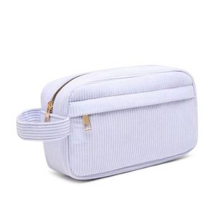 Bolsa de Cosméticos de Pana con Cierre Grande y Diseño Geométrico Personalizado para Chicas, Portátil para Viajes - Product Image 1