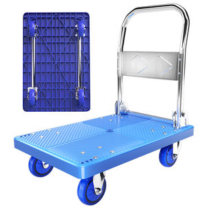 Chariot à main pliable réglable à quatre roues verrouillables de 150 kg, chariot à main industriel, chariot à plateforme en nylon, OEM - Product Image 4