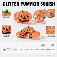 Pelota Antiestrés de Gelatina TPR con Forma de Calabaza Brillante para Halloween, Juguete Sensorial Translúcido para Apretar, Empaque en Bolsa de PP, Certificado QC, Unisex
