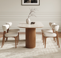 Table à manger STG Nordic moderne en pierre frittée pour six personnes, design ovale français, mobilier de restaurant pour salle à manger à domicile