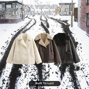 เสื้อแจ็คเก็ตทรงวินเทจแบบกระดุมสองแถว ปกเสื้อแบบปกเชิ้ต แต่งขนและหนัง รุ่น KP&ZA คอลเลคชั่นฤดูใบไม้ร่วง/ฤดูหนาว ปี 2025 ผลิตจากโพลีเอสเตอร์ 100% สไตล์ลำลองแฟชั่น - Product Image 2