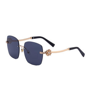 Gafas de Sol sin Marco Dolce & Gabbana, Protección UV400 Clase 2, Diseño de Trébol de Cuatro Hojas con Pedrería para Mujer, Lentes Negras de PC - Product Image 5