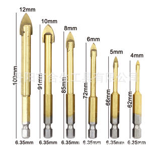 Brocas triangulares de carburo métricas biseladas de 4mm, 5mm, 12mm para herramientas de perforación de cerámica y vidrio, vástago recto, mano derecha - Product Image 4