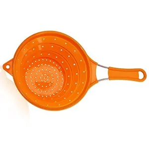 Có Thể Gập Lại Silicone Colander Bếp Có Thể Gập Lại Thực Phẩm Lọc Với Tay Cầm Bằng Thép Không Gỉ