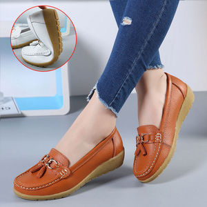 Giày Lười Mũi Nhọn Thời Trang Chất Lượng Cao Bán Sỉ Giày Ba Lê Giày Đế Bằng Da Đanh Nữ Màu Trơn - Product Image 2