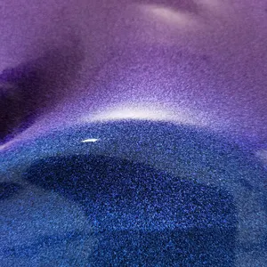 TPU涂层彩虹色全息3D皮革紫色面料制作时尚化妆包