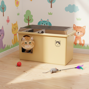 Bac à litière pour chat entièrement fermé XXL, design <span class=keywords><strong>anti</strong></span>-odeur et <span class=keywords><strong>anti</strong></span>-éclaboussures, avec brosse de toilettage pour poils lâches, <span class=keywords><strong>anti</strong></span>-trace - Product Image 1