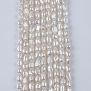 Perles d'eau douce naturelles Zhuji 6-7 mm, baroque légère, trou droit, pour collier, pendentif, bracelet DIY - Product Image 1
