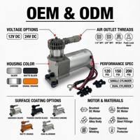 Mini compresseur d'air de suspension 12V avec pompe refroidie par air stationnaire à piston sans huile à débit de 120PSI pour suspension pneumatique 12V