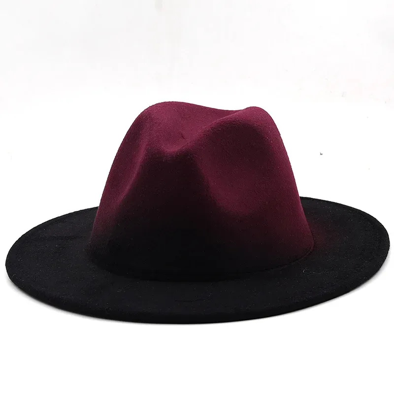 Gradient Color Customizable Wool Felt Jazz Fedora Hat Wide  display picture 2