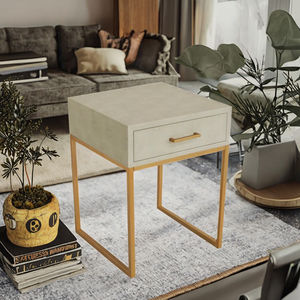 Mesa de Noche Moderna de Lujo con Estante de Almacenamiento, Mesita de Noche de Madera para Dormitorio Pequeño, para Hogar, Hotel, Sofá de Esquina Doble Cuadrado - Product Image 2