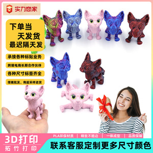 Figurine de chat sans poils imprimée en 3D, jouet réaliste, figurine de chaton en plastique articulée et mobile, pour les jeunes de 15 à 35 ans - Product Image 5