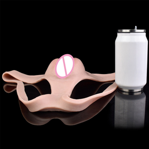 Hiding Gaff Male Underwear <b>Thongs</b> Silicone Insertable Vagina Pants with hollow butt design Realistic Vagina for Transgender <b>Man</b> - Product Image 2