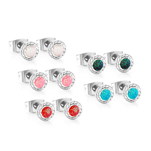 Ason <strong>Jewelry</strong> Popular <strong>Stainless</strong> <strong>Steel</strong> PVD 18k Gold Fashion Earrings Wholesale Girl Women Round Button Colorful Stud Earrings Set - Product Image 6