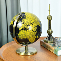 Globe Terrestre Rotatif Rétro en Métal 20 cm, Carte du Monde de Luxe de Haute Qualité, Décoration Vintage pour Bureau et Maison