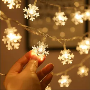 Cordão de luz de led árvore de natal, decorativo, floco de neve, com operação a bateria