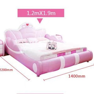 Cama Moderna JINS para Niñas, Diseño Popular, Color Rosa, Juego de Muebles para Dormitorio Infantil, Cama Suave con Barandilla - Product Image 5