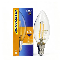 Ampoule LED à culot E14, type bougie Edison, avec embout en cristal