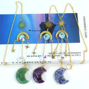 Atrapasueños de luna de cristal Natural, colgante de cuarzo rosa, Gema solar, decoración de viento - Product Image 5