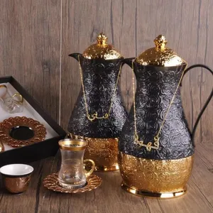 皇家阿拉伯玻璃衬里carefe瓷cawa杯1L茶咖啡壶套装达拉壶阿拉伯咖啡保温瓶