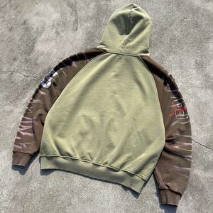 Vente en gros : Sweat à capuche zippé surdimensionné en coton épais, sérigraphié, style vintage, effet délavé à l'acide - Product Image 3