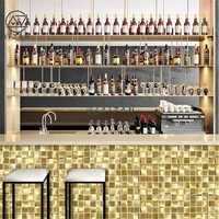 Meubles de discothèque commerciale Surface solide Texture de marbre Mosaïque dorée Led Comptoir de bar pour Table de bar de restaurant d'hôtel
