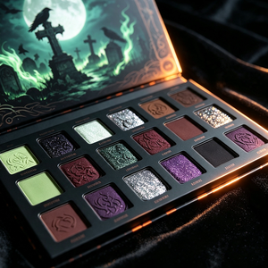 Palette <span class=keywords><strong>de</strong></span> fards à paupières vintage gothique, mat, scintillant, métallique, <span class=keywords><strong>maquillage</strong></span> d'<span class=keywords><strong>Halloween</strong></span>, citrouille, <span class=keywords><strong>sorcière</strong></span>, haute pigmentation, longue tenue - Product Image 1