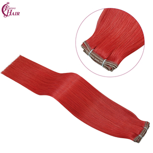 Extensions de cheveux naturels FH Invisible Hole Butterfly Weft, couleur rouge, Remy Genius XO Hole Weft, double trame papillon - Product Image 1