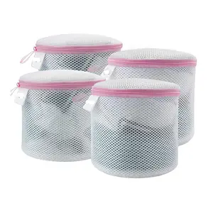 OEM fabric polyester nylon foldable zipped customized wash mesh laundry bag