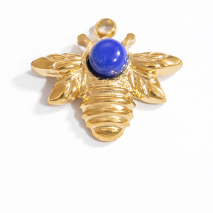 จี้พลอยสังเคราะห์รูปทรงผสมผสาน อุปกรณ์ทำเครื่องประดับ DIY ลาพิส รูปวงรี ลายพระอาทิตย์ เหล็กไทเทเนียม ทำด้วยมือ - Product Image 5