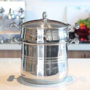 Nouveau style écologique Logo personnalisé Casserole à vapeur en acier inoxydable à 2 niveaux avec couvercle - Product Image 6