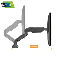 Support d'écran unique Kaloc avec ressort à gaz, support d'écran pour ordinateur de 17 à 30 pouces avec port USB, VESA 75x75 100x100
