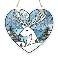 Pendentif Cœur Soleil Art Déco en Acrylique Style Vitrail Décoration Murale pour la Maison Cadeau pour les Fêtes Mariage Anniversaire Noël