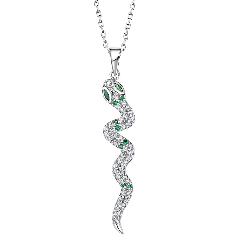 Collar minimalista de Plata de Ley 925 para mujer, colgante de serpiente de la suerte con zirconia dorada de 18K, novedad