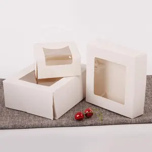 Boîte en carton imprimé, 10 pièces, papier revêtu, bon marché, cadeau boulangerie, dessert, emballage de gâteau, avec poignée, pour mariage anniversaire