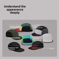 Gorra de camping de 5 paneles de malla de nailon de secado rápido personalizada, sin estructura, impermeable, ajustable, sólida, para aventuras al aire libre, ciclismo, unisex, talla 4