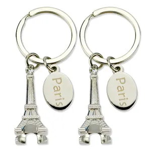 Moda Oem Odm 3D portachiavi Maker metallo argento Souvenir portachiavi portachiavi personalizzato torre Eiffel all'ingrosso