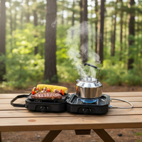 Kompor Gas Portabel Outdoor 1800W Lipat untuk Camping 2 Tungku Bersertifikasi CE