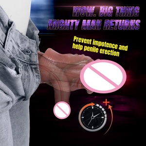 SXXY Silicone Penis Sleeve Penis Cover Cock Enlargement Sleeve Hollow <b>Dildo</b> Reusable Condom Cock Extender Sex Toys for Men - Product Image 5