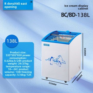 Congelador Dongzhifaili con Puerta de Vidrio Transparente, Refrigerador Comercial Pequeño, Vitrina Exhibidora para Helados y Frutos Secos, 129L - Product Image 4