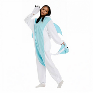 Venta caliente elegante Animal Onesie pijamas logotipo frontal adultos mujeres/hombres ropa de casa polar Sudadera con capucha traje a juego familiar - Product Image 1
