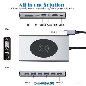 Estación de Acoplamiento USB C 15 en 1 Dual <span class=keywords><strong>Display</strong></span> Laptop USB Tipo-C Hub Adaptador Multipuerto Dongle con HDMI <span class=keywords><strong>VGA</strong></span> USB SDTF Audio PD - Product Image 6