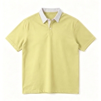 Polo de Manga Corta para Hombre con Cuello en Contraste, Tela Piqué, Transpirable, Absorbe la Humedad, Secado Rápido, para Golf, Negocios, Casual, Uso Diario